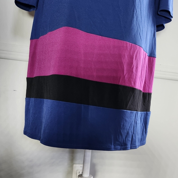 Blue and Pink Color-Block Sheath Dress - Picture 2 of 4